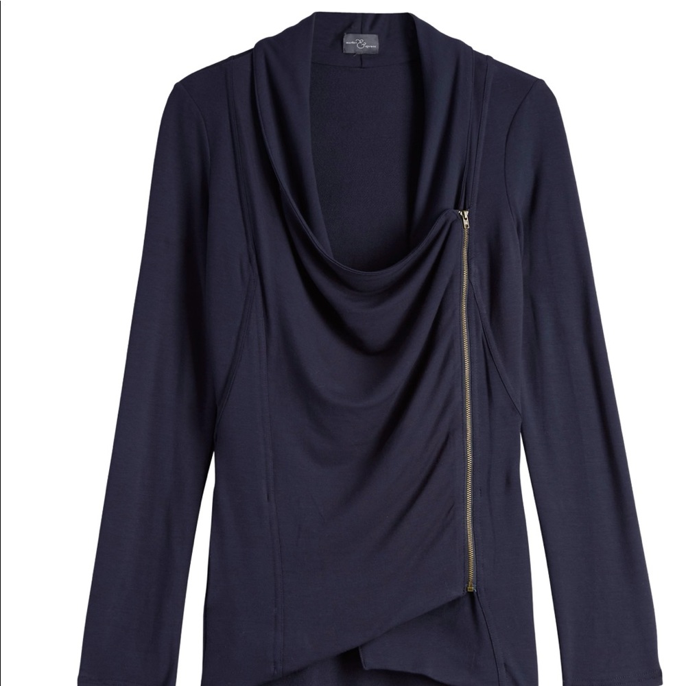 Market and Spruce Asymmetrical Navy Coat